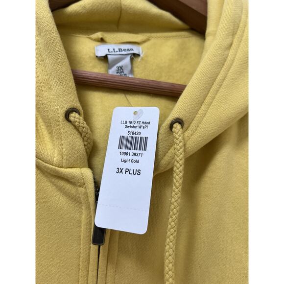 LL Bean Womens Fleece Lined Full Zip Hoodie Size 3X Yellow Cozy Lounge Pockets - Picture 5 of 7
